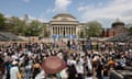 Protests continue on Columbia University campus in support of Palestinians<br>Students gather for a rally in support of a protest encampment on campus in support of Palestinians, despite a 2pm deadline issued by university officials to disband or face suspension, during the ongoing conflict between Israel and the Palestinian Islamist group Hamas, in New York City, U.S., April 28, 2024. REUTERS/Caitlin Ochs