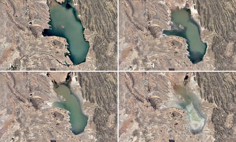 Lake Poopó, Bolivia … composite of images taken from Google’s timelapse tool.