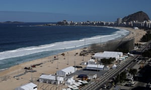 The construction site of the beach volleyball venue on Copacabana beach, near where the mutilated body parts were discovered.
