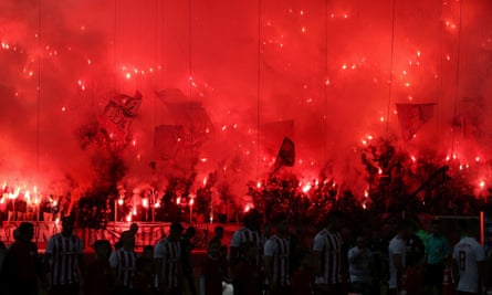 Olympiakos fans before a Greek Super League match in December.