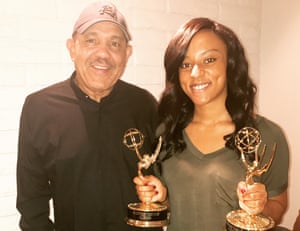 Lina Washington with her father, Robert Edward Washington Jr, who died on 11 June from complications related to the virus.