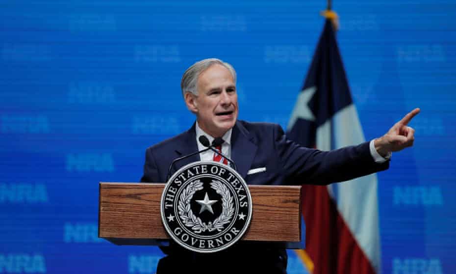 Texas Governor Greg Abbott speaks at the annual NRA convention in Dallas, Texas, in 2018.
