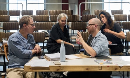 From left: Jonathan Freedland, co-director Vicky Featherstone, dramaturg Tommo Fowler and co-director Audrey Sheffield.
