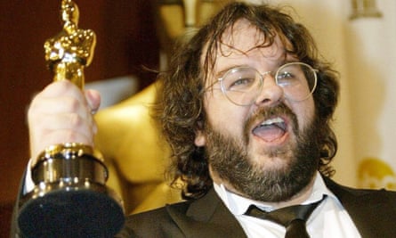 Peter Jackson with his Oscar for Best Director in 2004.