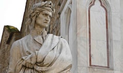 An 1865 sculpture of  Dante Alighieri by Enrico Pazzi by the Basilica di Santa Croce in Florence