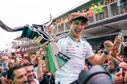 Kimi Antonelli celebrates his success in the US