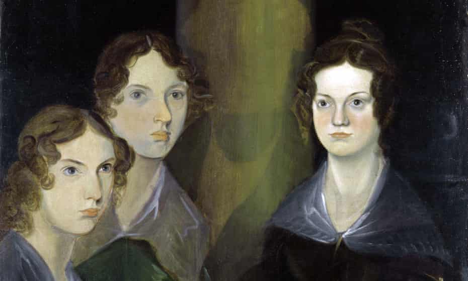 Out of the picture … detail from Branwell Brontë’s 1834 portrait of his sisters. He had originally painted himself into the image, research has shown, but effaced it with the image of a pillar.