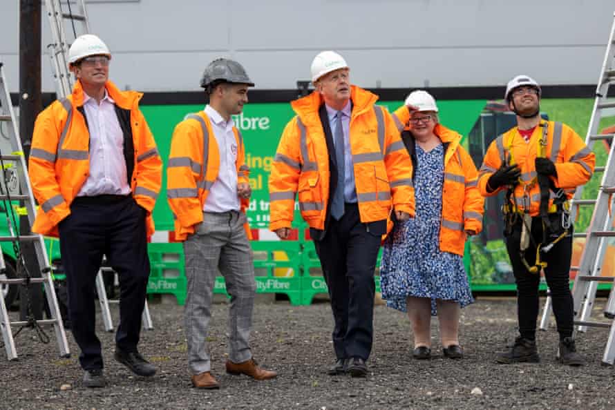 Boris Johnson during a visit to CityFibre Training Academy in Stockton-on-Tees today.