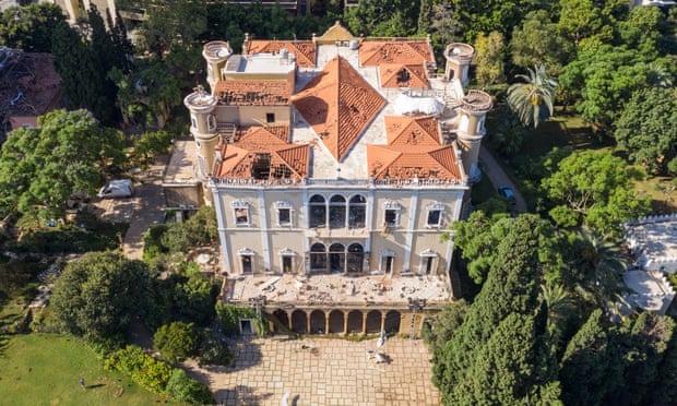 An aerial view of Beirut’s Sursock palace, heavily damaged in the explosion in Lebanon last week.