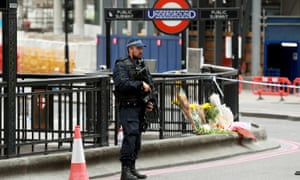 A police officer on patrol at London Bridge