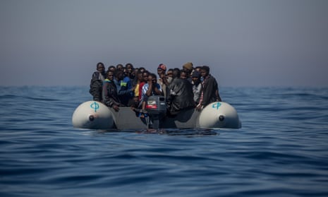 Refugees off the Italian island of Lampedusa.