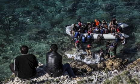 Refugees board dinghy in Turkey