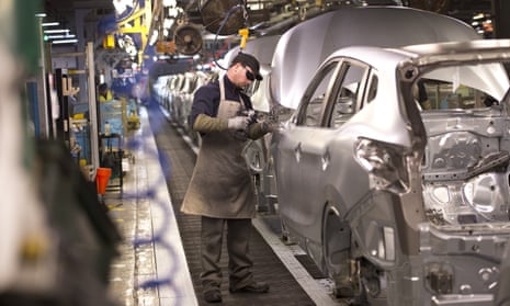A member of Nissan’s manufacturing staff at work in the Sunderland plant. 