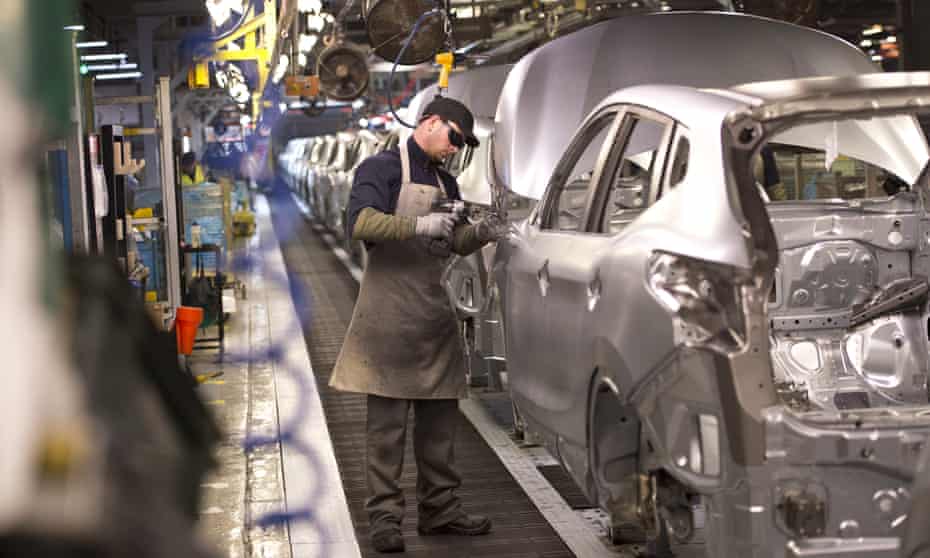 A member of Nissan’s manufacturing staff at work in the Sunderland plant. 