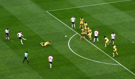 England's Declan Rice rice takes a free-kick.