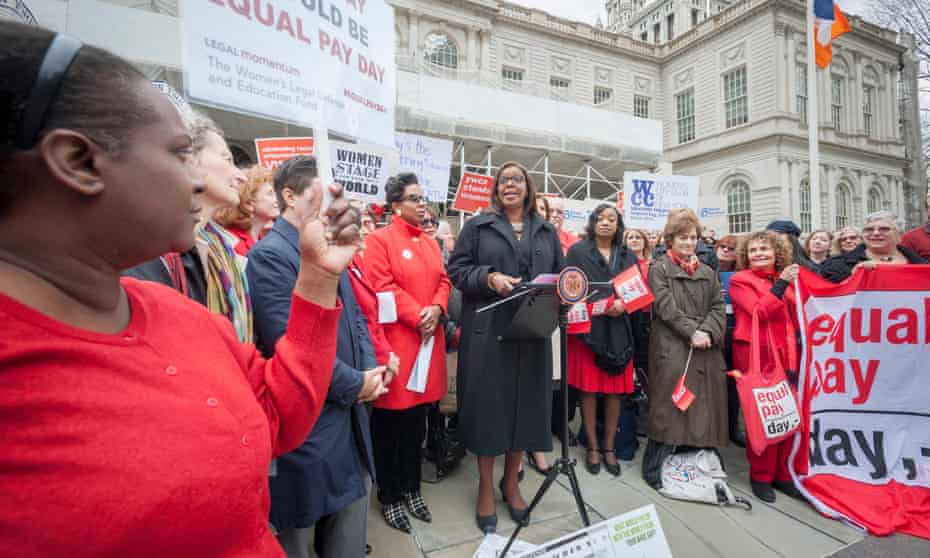 Women protest against pay disparity in New York