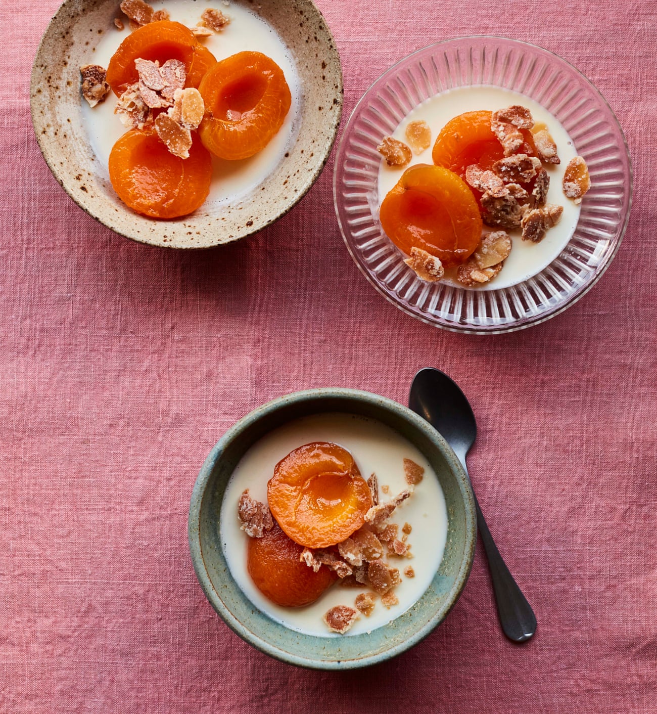 Ravneet Gill's poached apricots with almond cream.