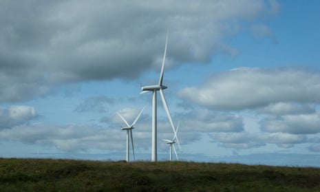 The Whitelee windfarm in East Renfrewshire, Scotland. 
