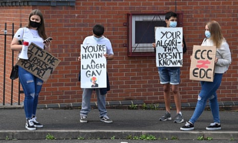 A-level students protesting against the downgrading of exam results, Wolverhampton, August 2020