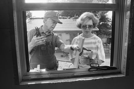 The Carter family works at a Habitat for Humanity site in Atlanta in 1988.