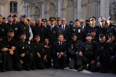 Emmanuel Macron meets police officers in Marseille