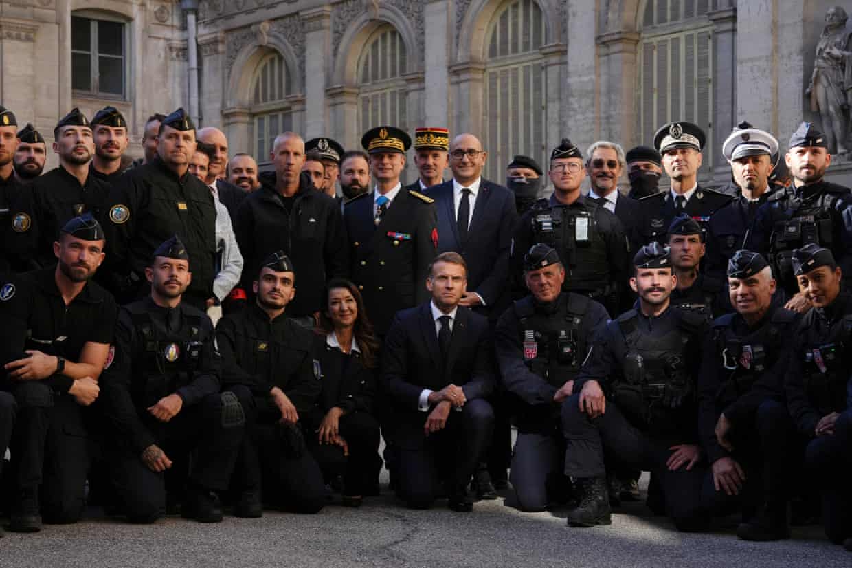 Emmanuel Macron meets police officers in Marseille