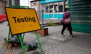 A Covid-19 testing centre set up at Highfields community centre in Leicester.