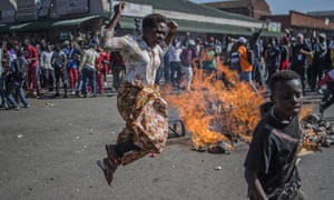 MDC supporters protest in the streets of Harare on Wednesday.