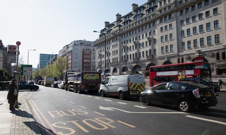 Traffic on Marylebone Road in London.