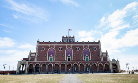 A view of the exterior of the famous Convention Hall in Asbury Park, New Jersey, USA.