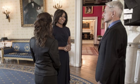 Michelle Obama welcomes Leroy Jethro Gibbs (Mark Harmon) and the wife of a marine to the White House in a forthcoming episode of NCIS.