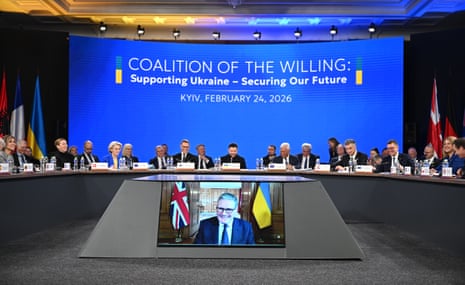 Keir Starmer participating via a video link this morning during a coalition of the willing meeting with Ukrainian President Volodymyr Zelenskyy.