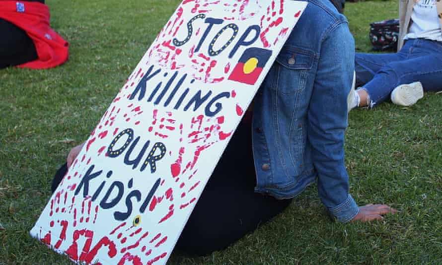 A placard at a 2020 Sydney rally against Aboriginal and Torres Strait Islander deaths in custody