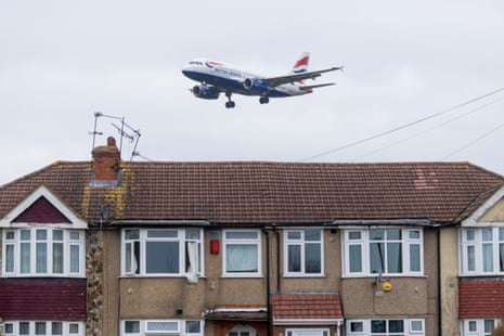 A passenger airplane, operated by British Airways, comes in to land at London Heathrow Airport in London in 2025.