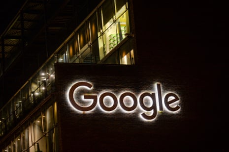 a google logo outside a building
