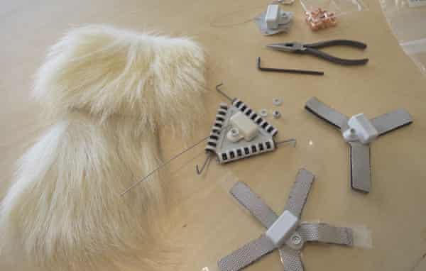 A 'burr tag' designed to stick to a bear's fur as an alternative to using collars, ear tags or implants to track polar bears.