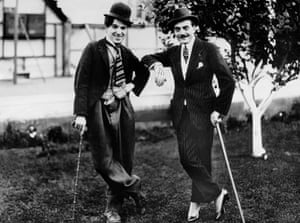Charlie Chaplin (left) with Linder sometime in the 1910s.