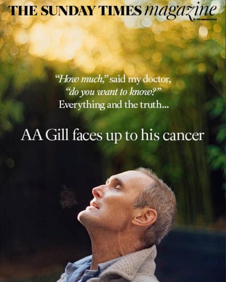 AA Gill on the front of Sunday Times magazine 11/12/16, the day after his death.
