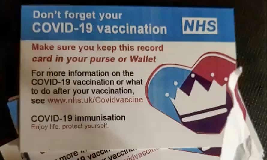 Fake NHS vaccine cards.