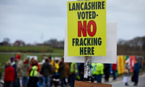 Protestors from Frack Free Lancashire outside Cuadrilla’s shale gas fracking site at Little Plumpton, Lancashire. 