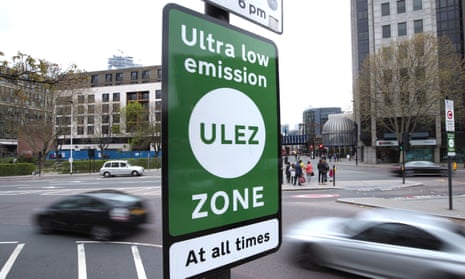 an information sign at Tower Hill in central London for the Ultra Low Emission Zone