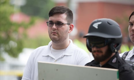 James Alex Fields Jr is seen participating in the ‘Unite the Right’ rally before his arrest in Charlottesville.