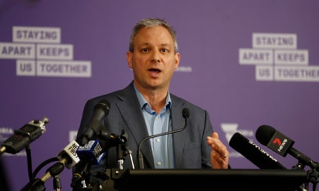 Victoria’s chief health officer Brett Sutton at a daily media briefing in Melbourne