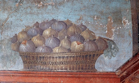 A Roman fresco of a basket of figs. ‘Caesar and his chums usually only ate once a day, around noon.’