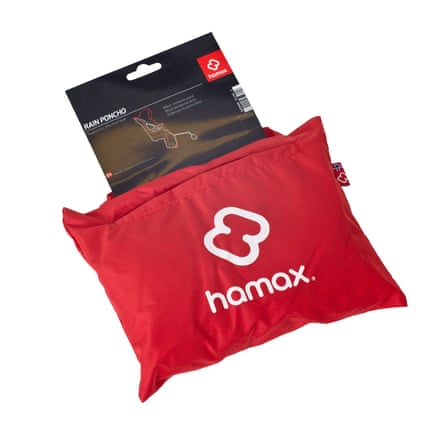 Hamax Child Rain Poncho in its red packet.