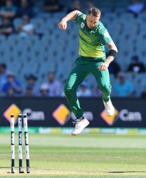Dale Steyn of South Africa reacts after dismissing Patrick Cummins of Australia during the second One-Day International (ODI) match between Australia and South Africa at Adelaide Oval.