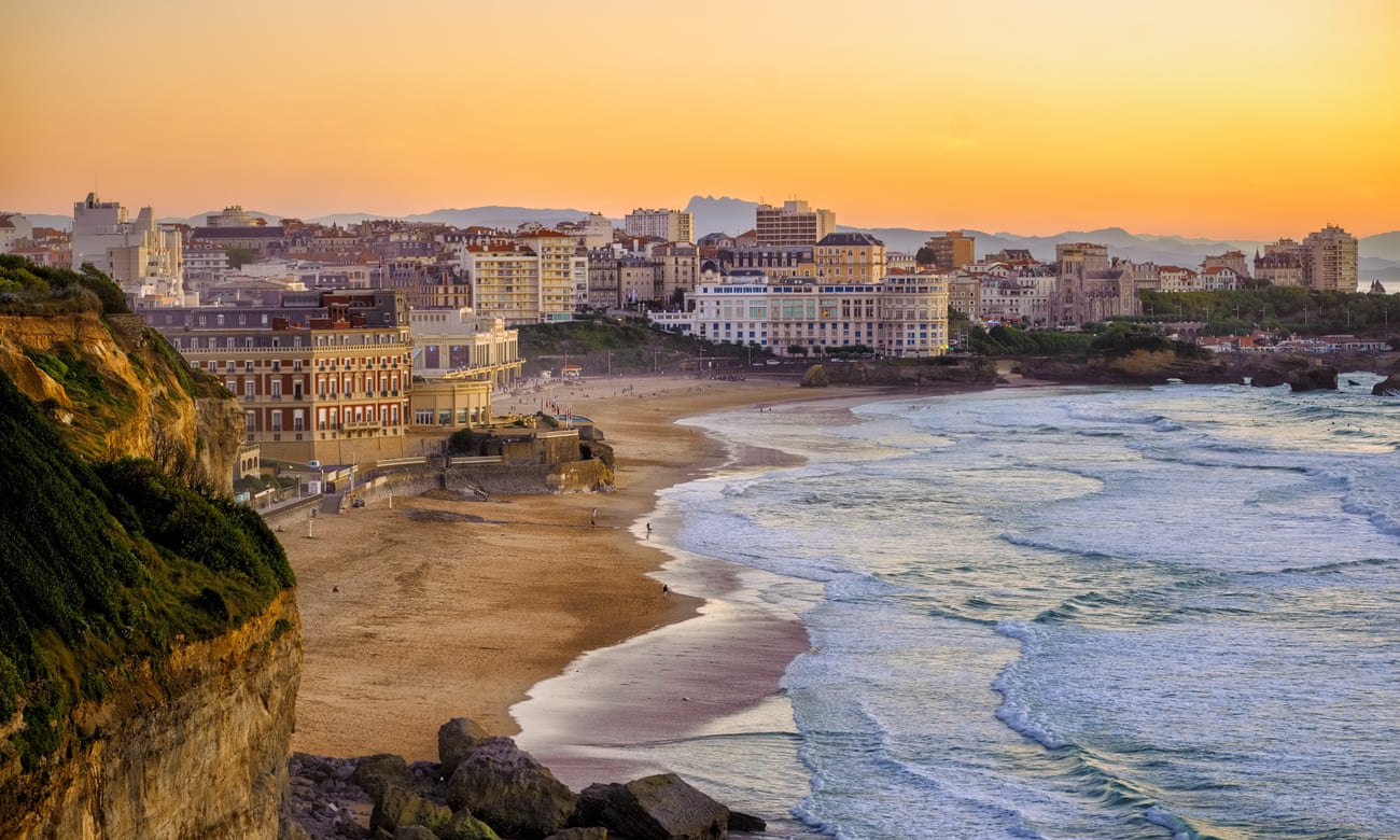 Sunset over Biarritz beaches