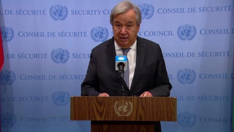 UN's António Guterres says he is shocked by 'misrepresentations' of his Gaza comments – video