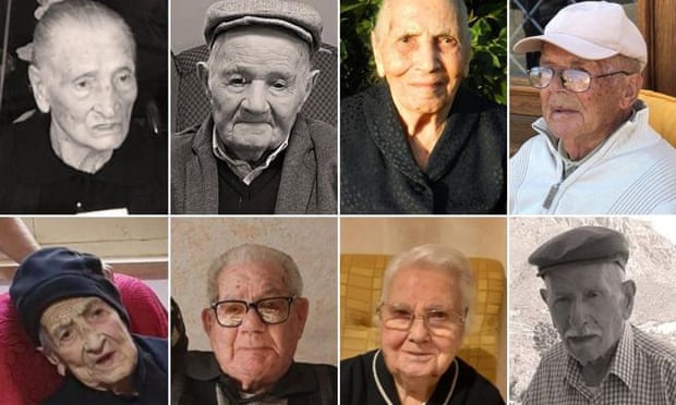 The eight living centenarians in Perdasdefogu.