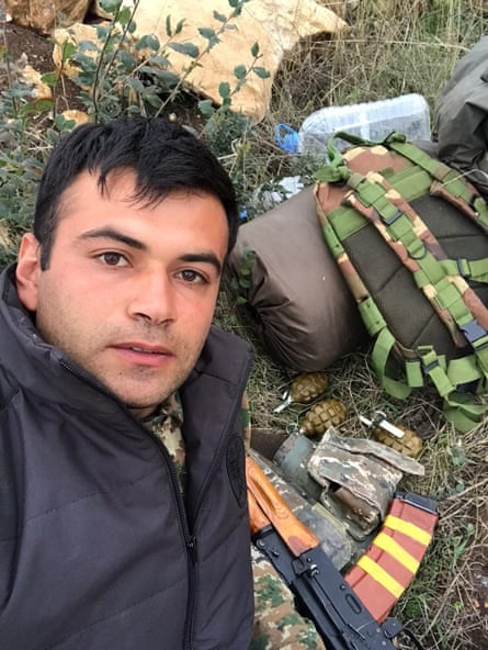 Harout, 28, Anoush’s brother, joined the Armenian frontline and is now trying to be reunited with his family.